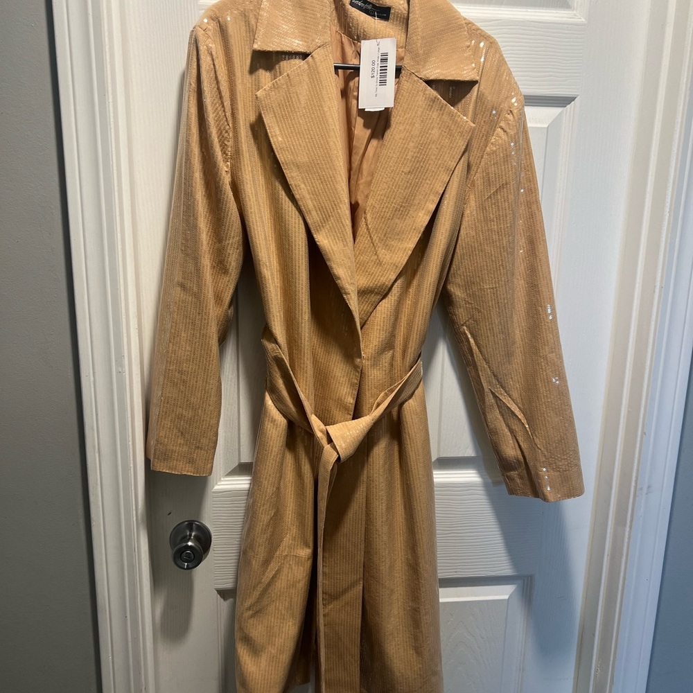 Tart Shimmering Tan Trench Coat